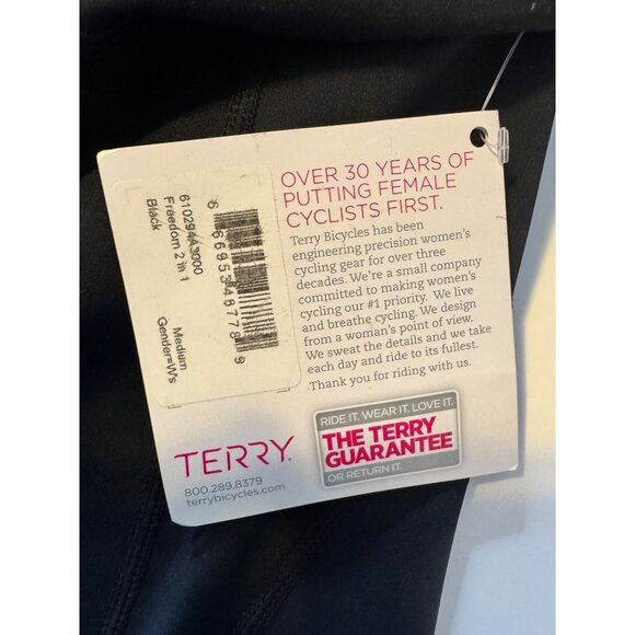 Terry Freedom 2 in 1 Women’s Size Medium Black Cycling Shorts NWT Bike $120 Padd - Picture 4 of 14